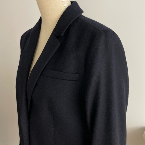 Talbots Petite Long Wool Blend Blazer Size 12P Brushed Wool Navy Blue Classic - Picture 4 of 13